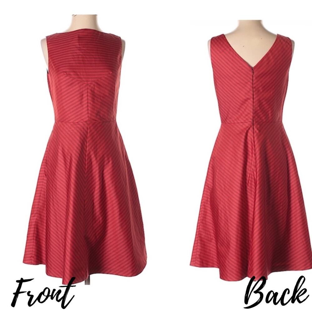 Isaac Mizrahi X Target Red Boatneck Dress Striped Pockets Knee Length 4